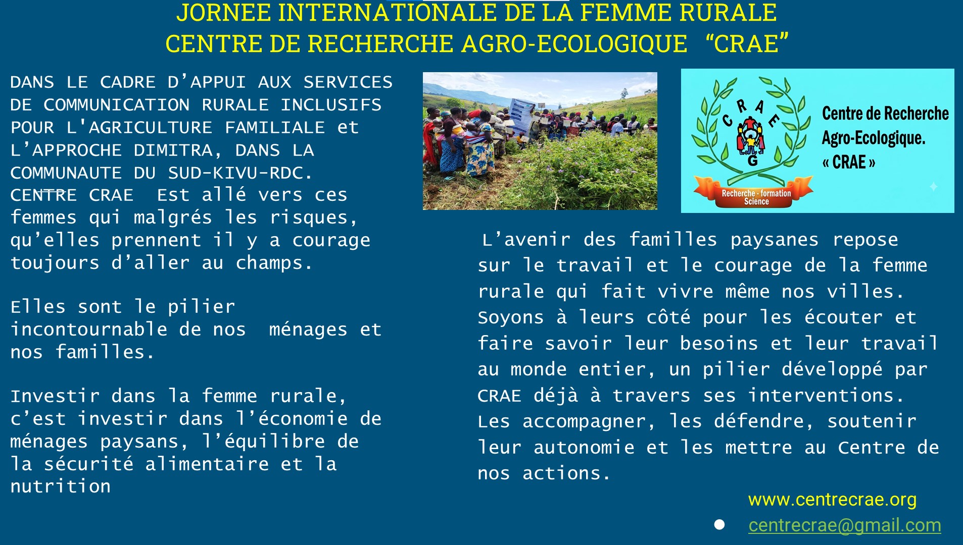 ACTION JOURNEE INTERNATIONALE DE LA FEMME RURALE | CRAE